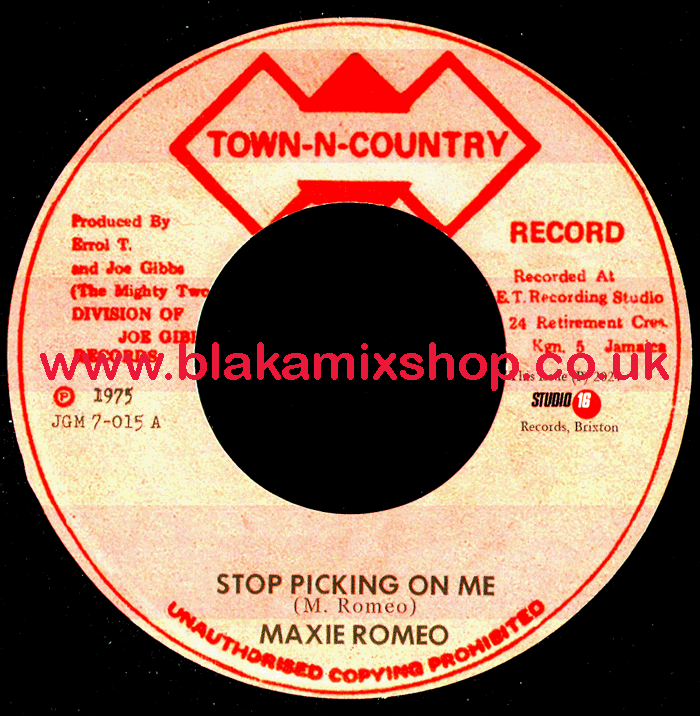 7" Stop Picking On Me/Lay Off Version MAX ROMEO/THE MIGHTY TWO